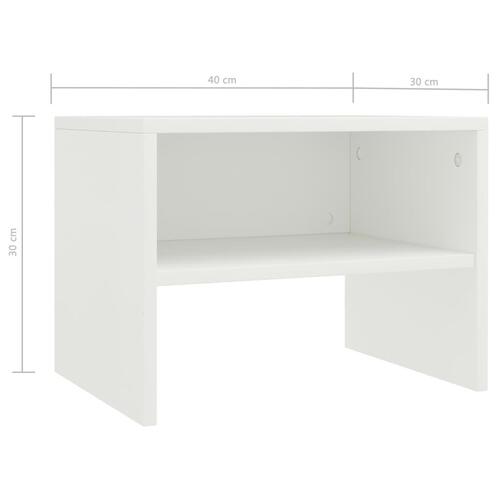 Sengeborde 2 stk. 40x30x30 cm konstrueret træ hvid