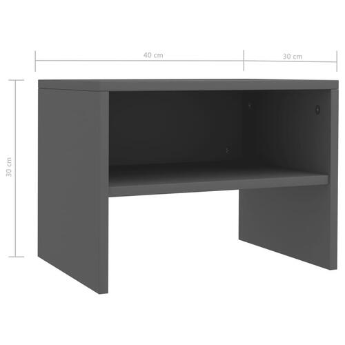 Sengeskabe 2 stk. 40 x 30 x 30 cm spånplade grå
