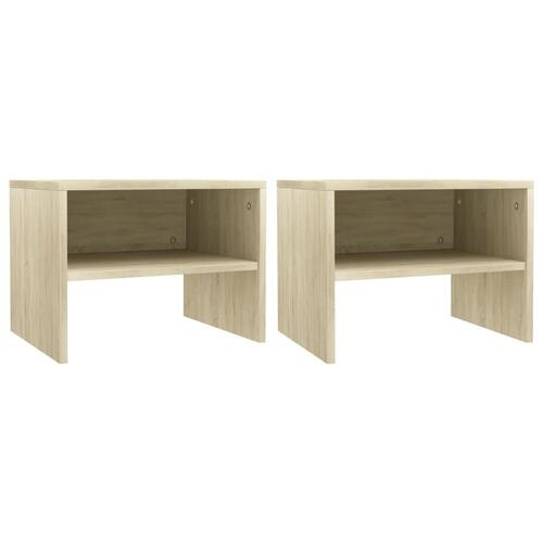 Sengeborde 2 stk. 40x30x30 cm konstrueret træ Sonoma-eg