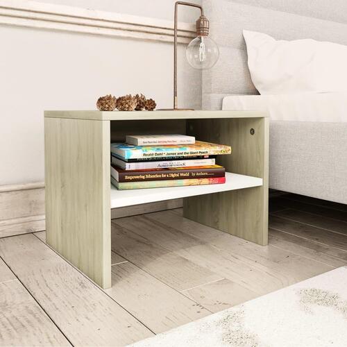 Sengeskab 40 x 30 x 30 cm spånplade hvid sonoma-egetræsfarve