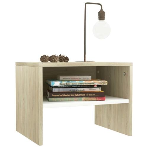 Sengeskab 40 x 30 x 30 cm spånplade hvid sonoma-egetræsfarve