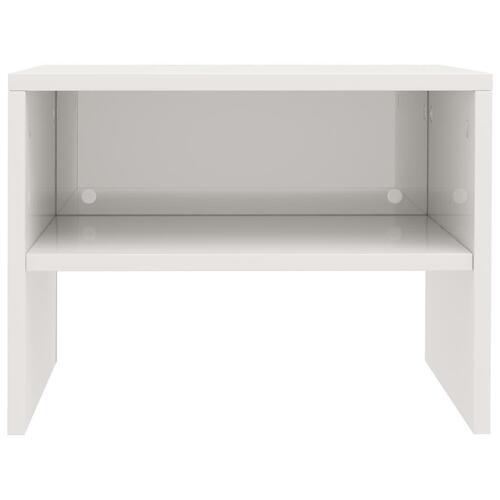 Sengebord 40x30x30 cm konstrueret træ hvid højglans