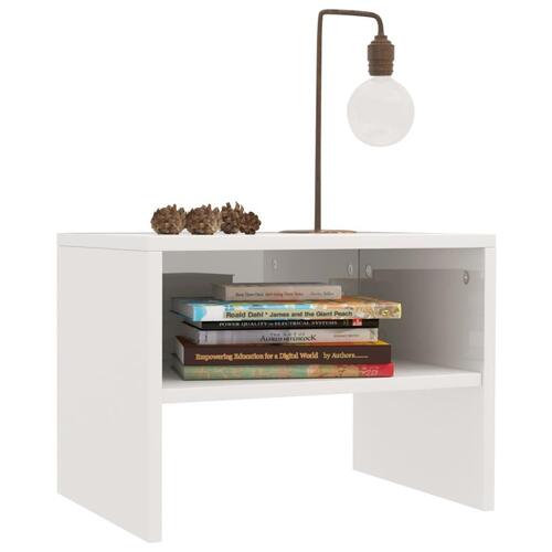 Sengebord 2 stk. 40x30x30 cm konstrueret træ hvid højglans