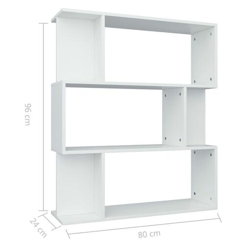 Bogreol/rumdeler 80x24x96 cm konstrueret træ hvid