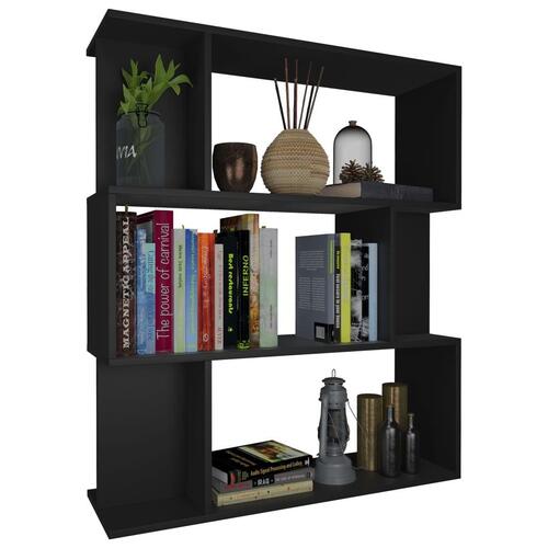 Bogreol/rumdeler 80x24x96 cm konstrueret træ sort