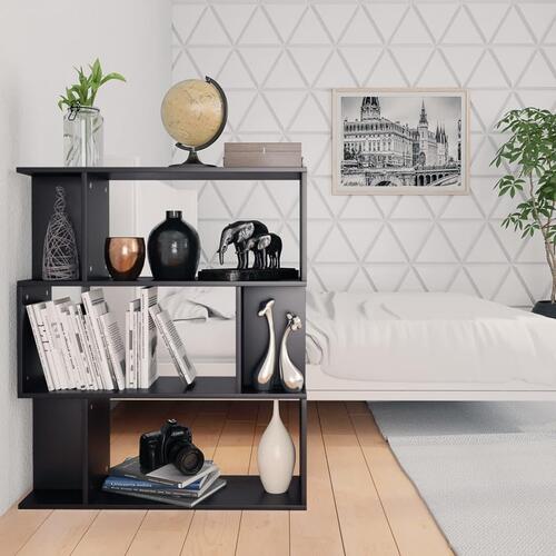 Bogreol/rumdeler 80x24x96 cm konstrueret træ sort