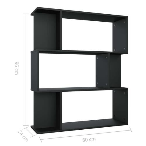 Bogreol/rumdeler 80x24x96 cm konstrueret træ sort