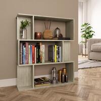 Bogreol/rumdeler 80x24x96 cm konstrueret træ sonoma-eg