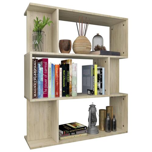 Bogreol/rumdeler 80x24x96 cm konstrueret træ sonoma-eg