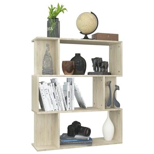 Bogreol/rumdeler 80x24x96 cm konstrueret træ sonoma-eg