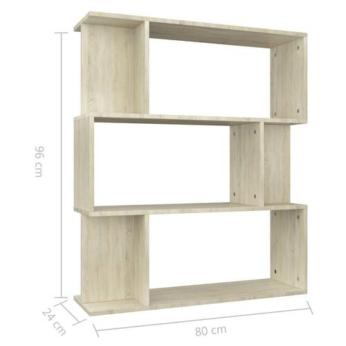 Bogreol/rumdeler 80x24x96 cm konstrueret træ sonoma-eg