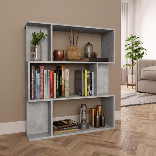 Bogreol/rumdeler 80x24x96 cm konstrueret træ betongrå