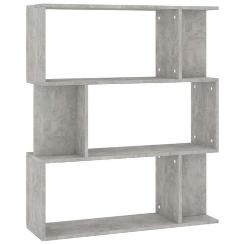 Bogreol/rumdeler 80x24x96 cm konstrueret træ betongrå