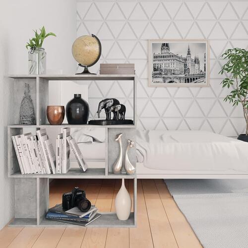 Bogreol/rumdeler 80x24x96 cm konstrueret træ betongrå