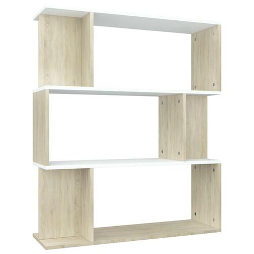 Bogskab/rumdeler 80 x 24 x 96 cm spånplade hvid og sonoma-eg