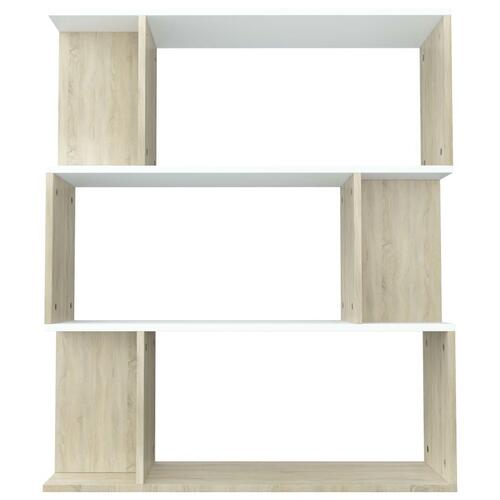 Bogskab/rumdeler 80 x 24 x 96 cm spånplade hvid og sonoma-eg