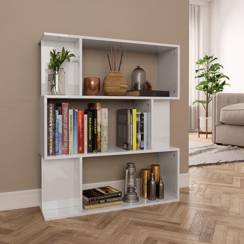 Bogskab/rumdeler 80 x 24 x 96 cm spånplade hvid højglans