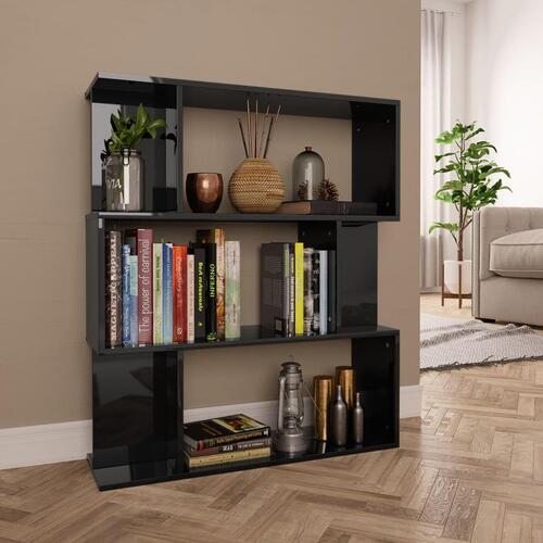 Bogskab/rumdeler 80 x 24 x 96 cm spånplade sort højglans