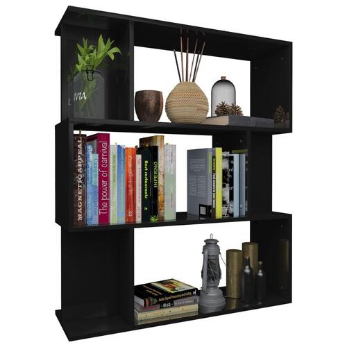 Bogskab/rumdeler 80 x 24 x 96 cm spånplade sort højglans