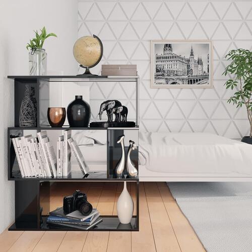 Bogskab/rumdeler 80 x 24 x 96 cm spånplade sort højglans