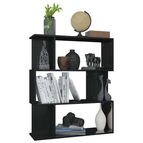 Bogskab/rumdeler 80 x 24 x 96 cm spånplade sort højglans