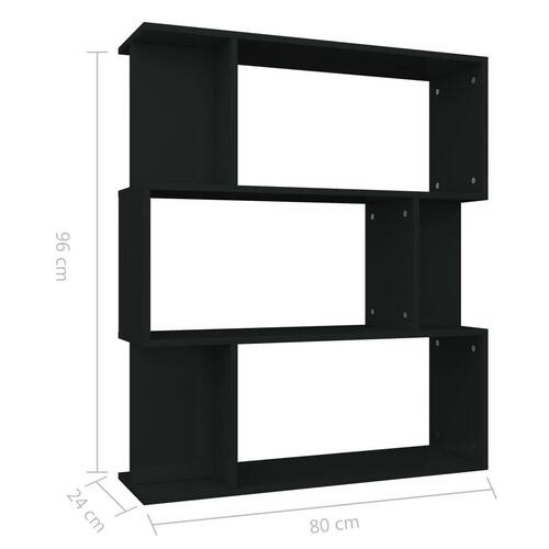 Bogskab/rumdeler 80 x 24 x 96 cm spånplade sort højglans
