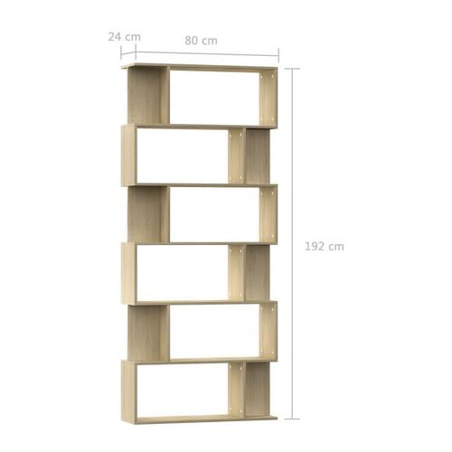 Bogreol/rumdeler 80x24x192 cm konstrueret træ sonoma-eg