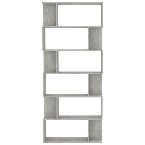 Bogreol/rumdeler 80x24x192 cm konstrueret træ betongrå