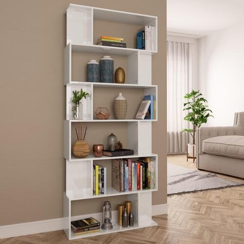 Bogskab/rumdeler 80 x 24 x 192 cm spånplade hvid højglans