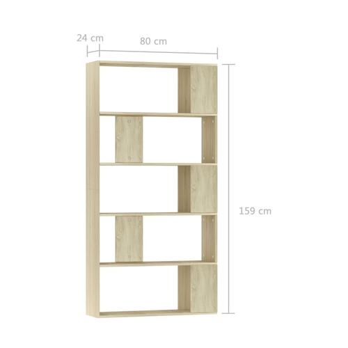 Bogreol/rumdeler 80x24x159 cm konstrueret træ sonoma-eg