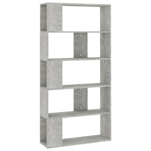 Bogreol/rumdeler 80x24x159 cm konstrueret træ betongrå