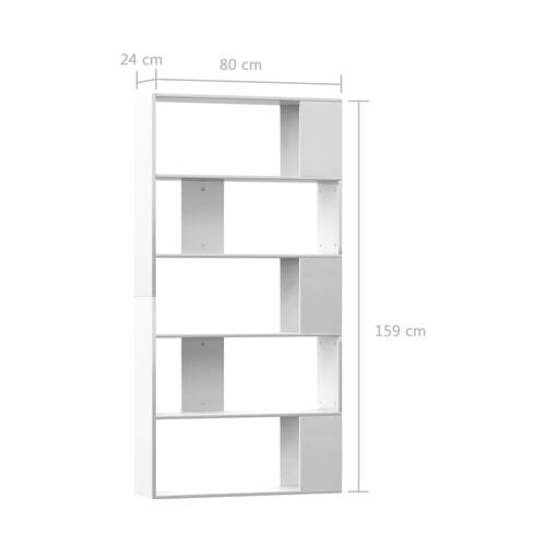 Bogskab/rumdeler 80 x 24 x 159 cm spånplade hvid højglans