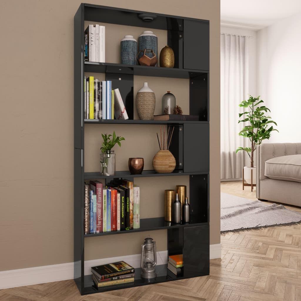 Bogskab/rumdeler 80 x 24 x 159 cm spånplade sort højglans