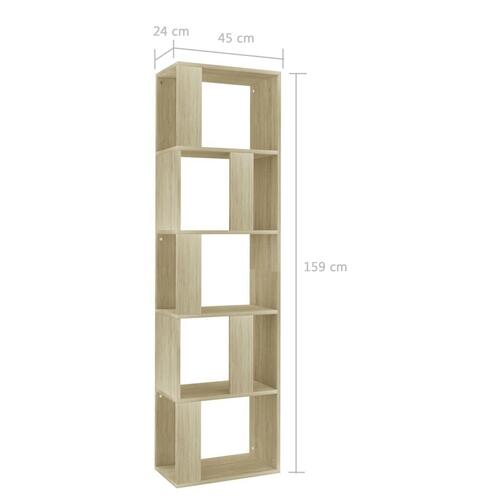 Bogreol/rumdeler 45x24x159 cm konstrueret træ sonoma-eg