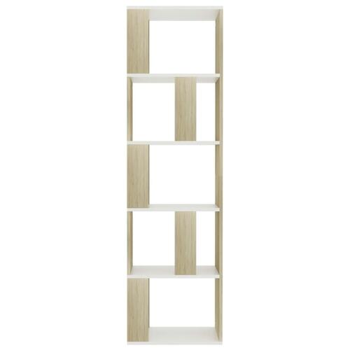 Bogskab/rumdeler 45x24x159 cm spånplade hvid og sonoma-eg