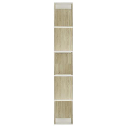 Bogskab/rumdeler 45x24x159 cm spånplade hvid og sonoma-eg
