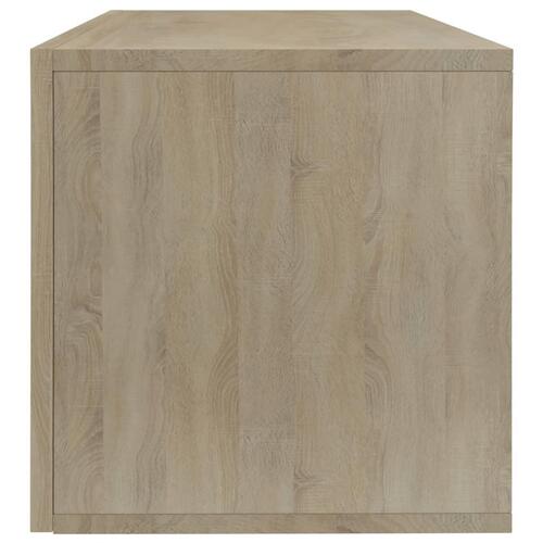 Reol til lp'er 71x34x36 cm konstrueret træ hvid og sonoma-eg
