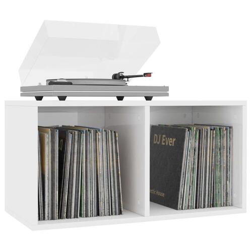 Reol til lp'er 71x34x36 cm konstrueret træ hvid højglans