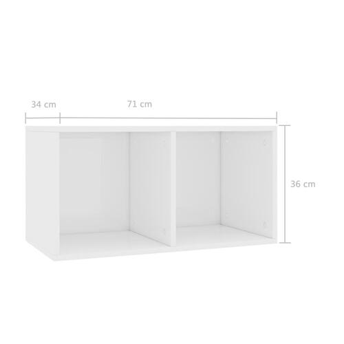 Reol til lp'er 71x34x36 cm konstrueret træ hvid højglans