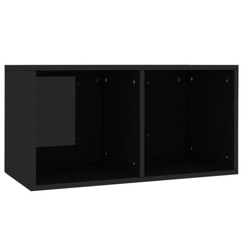 LP-opbevaringsboks 71 x 34 x 36 cm spånplade sort højglans