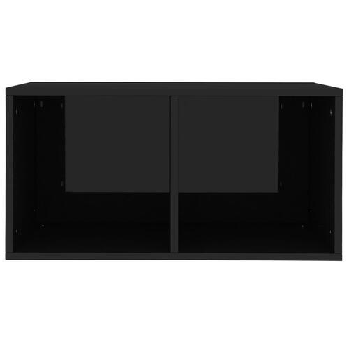 LP-opbevaringsboks 71 x 34 x 36 cm spånplade sort højglans