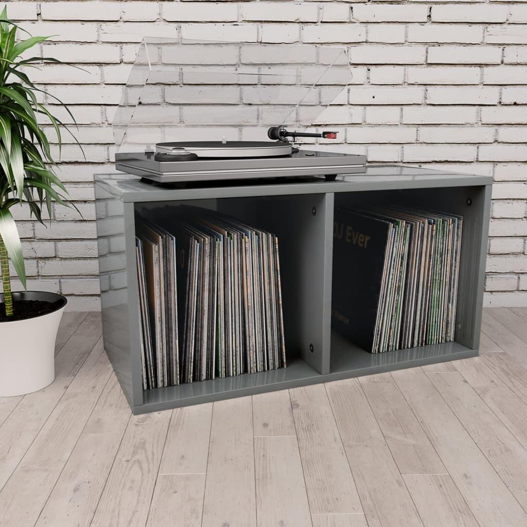 Reol til lp'er 71x34x36 cm konstrueret træ grå højglans