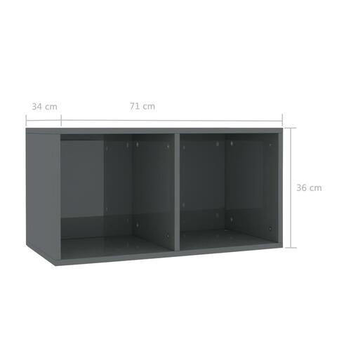 Reol til lp'er 71x34x36 cm konstrueret træ grå højglans