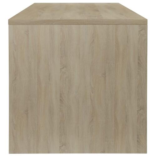 Sofabord 100x40x40 cm konstrueret træ hvid og sonoma-eg