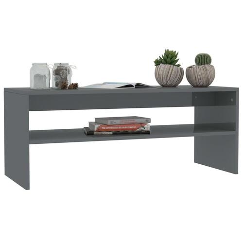 Sofabord 100x40x40 cm konstrueret træ grå højglans