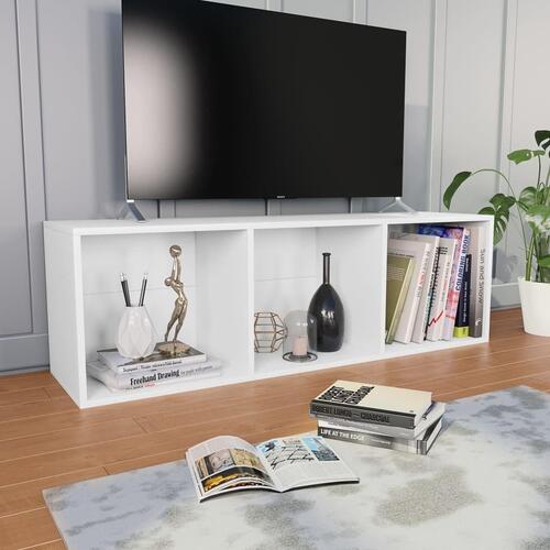 Bogreol/tv-bord 36x30x114 cm konstrueret træ hvid