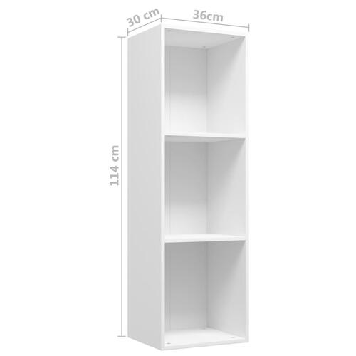 Bogreol/tv-bord 36x30x114 cm konstrueret træ hvid
