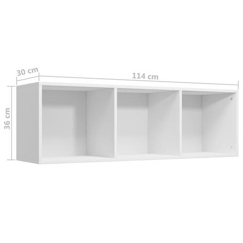 Bogreol/tv-bord 36x30x114 cm konstrueret træ hvid