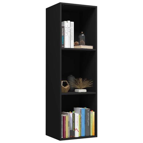 Bogreol/tv-bord 36x30x114 cm konstrueret træ sort
