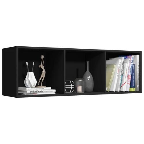 Bogreol/tv-bord 36x30x114 cm konstrueret træ sort